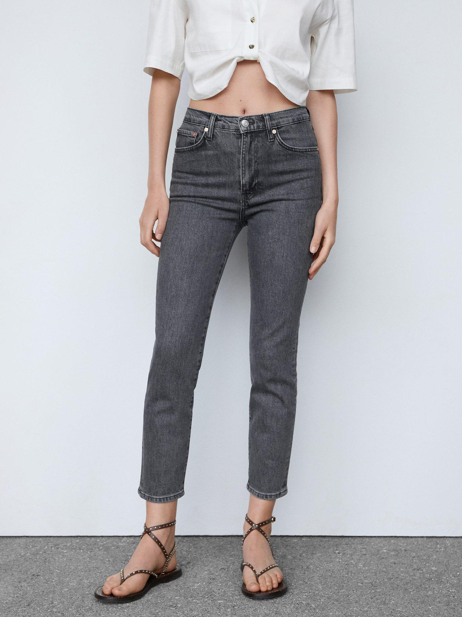 Mango Claudia Slim Cropped Jeans, Open Grey