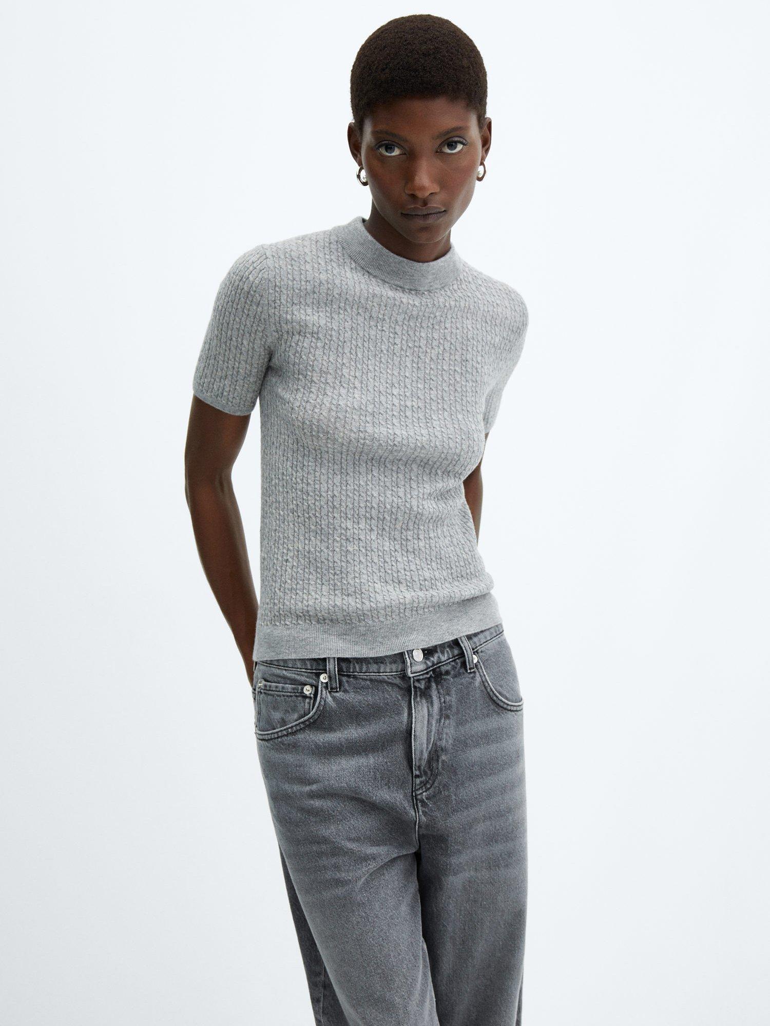 Mango Wool and Cashmere Blend Short Sleeve Jumper