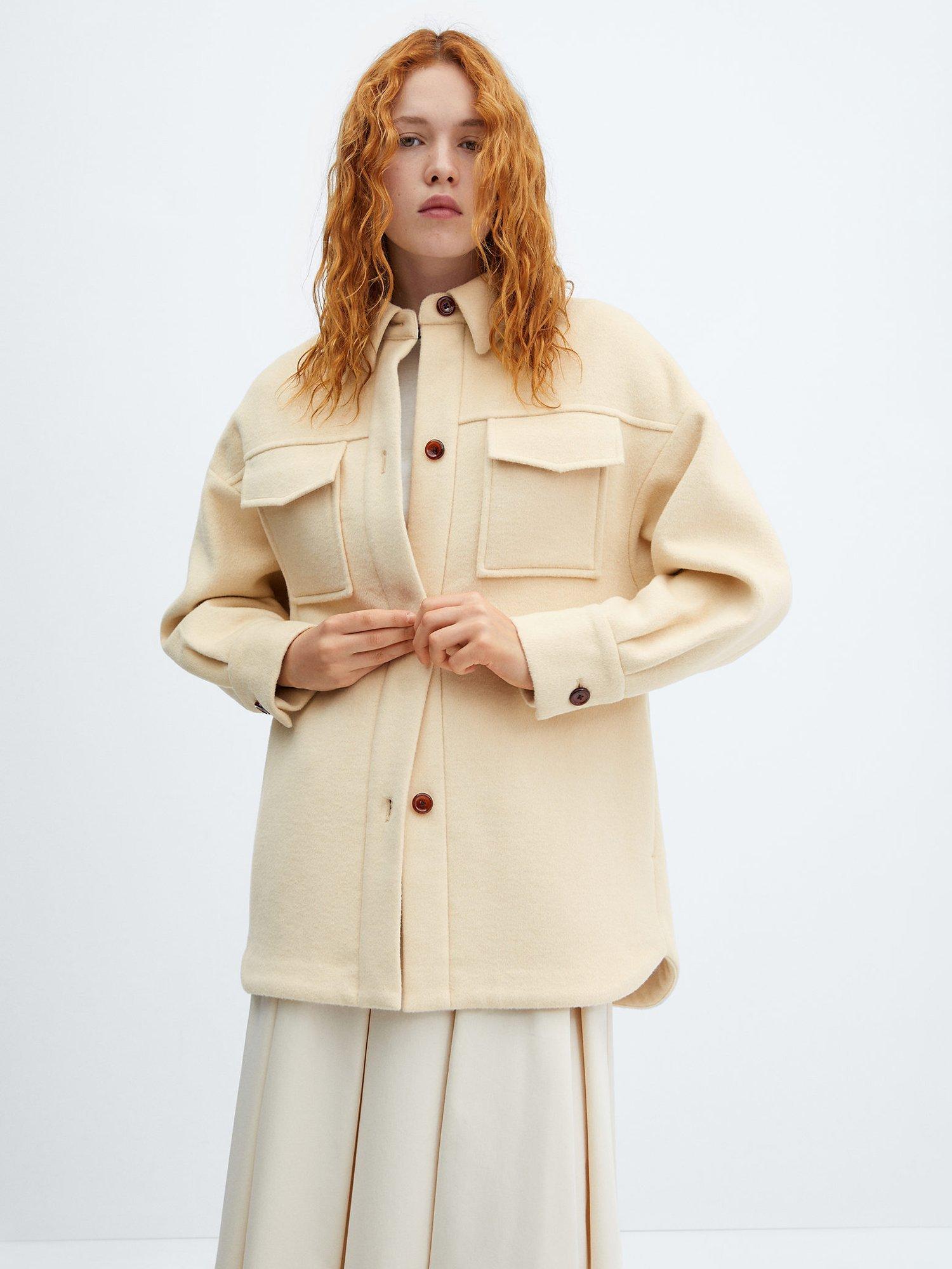 Mango Doctor Wool Blend Long Overshirt, Yellow