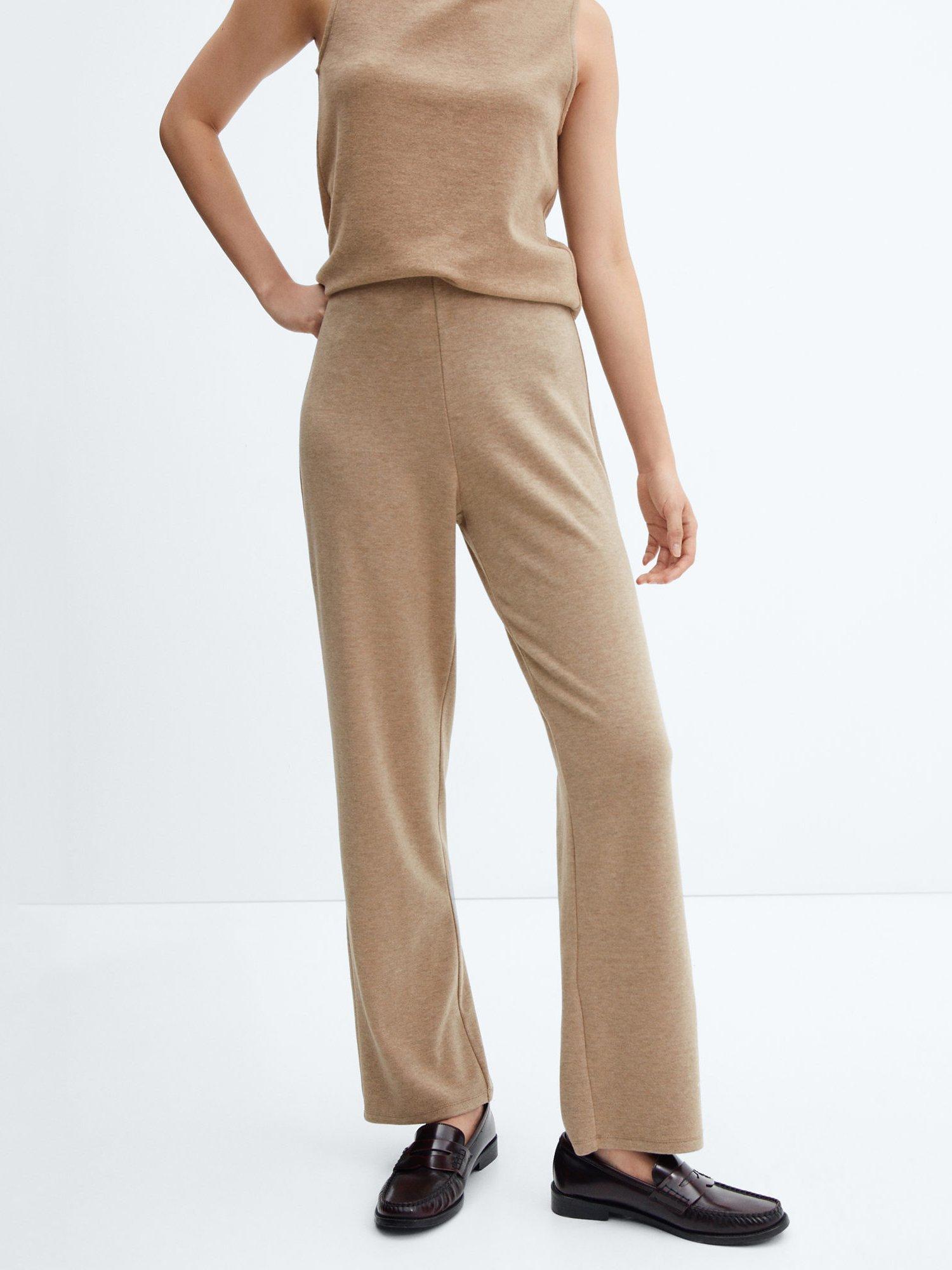 Mango Michigan Jersey Trousers, Light Beige