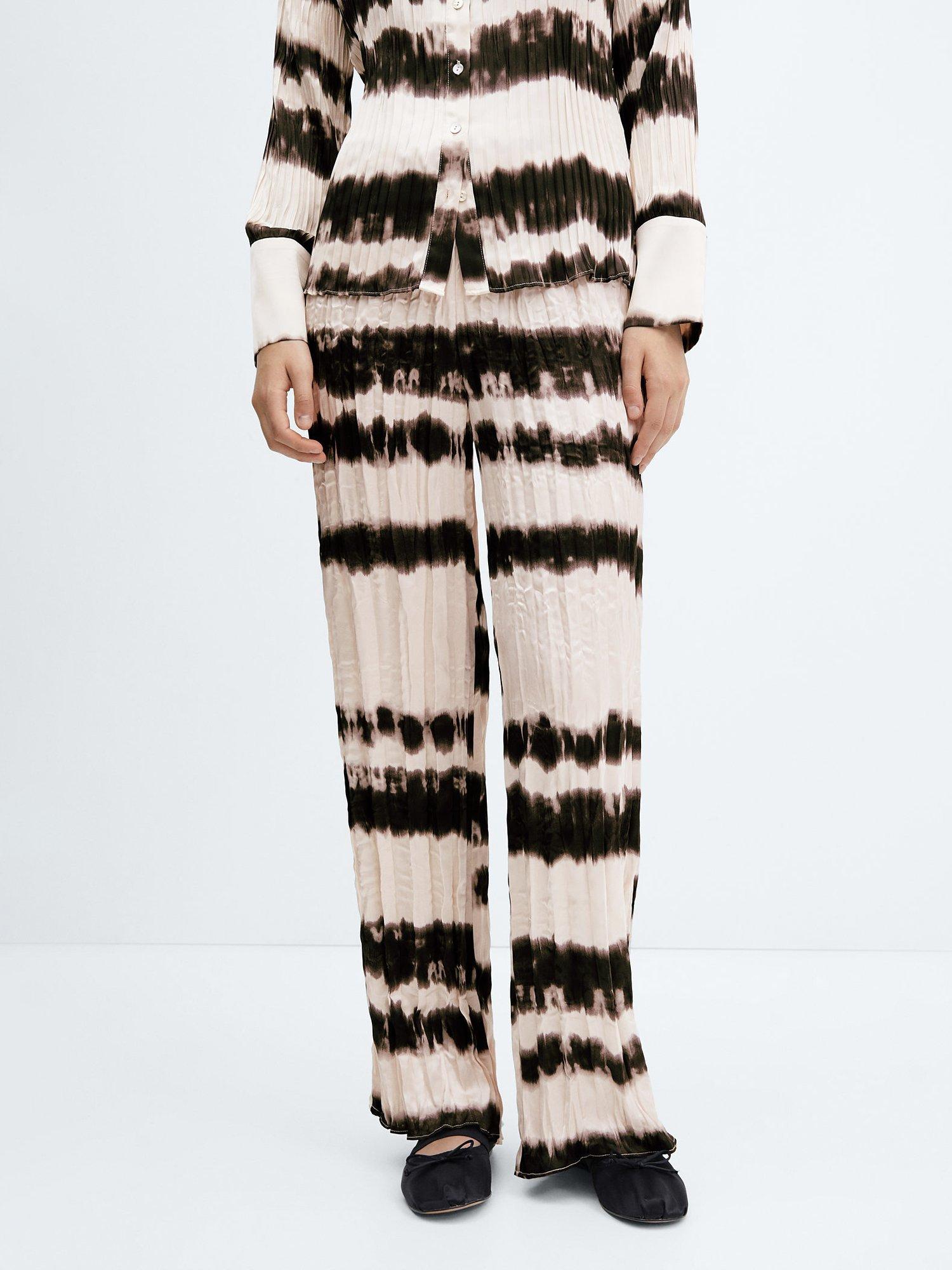 Mango Beni Tie Dye Pleated Trousers, Light Beige