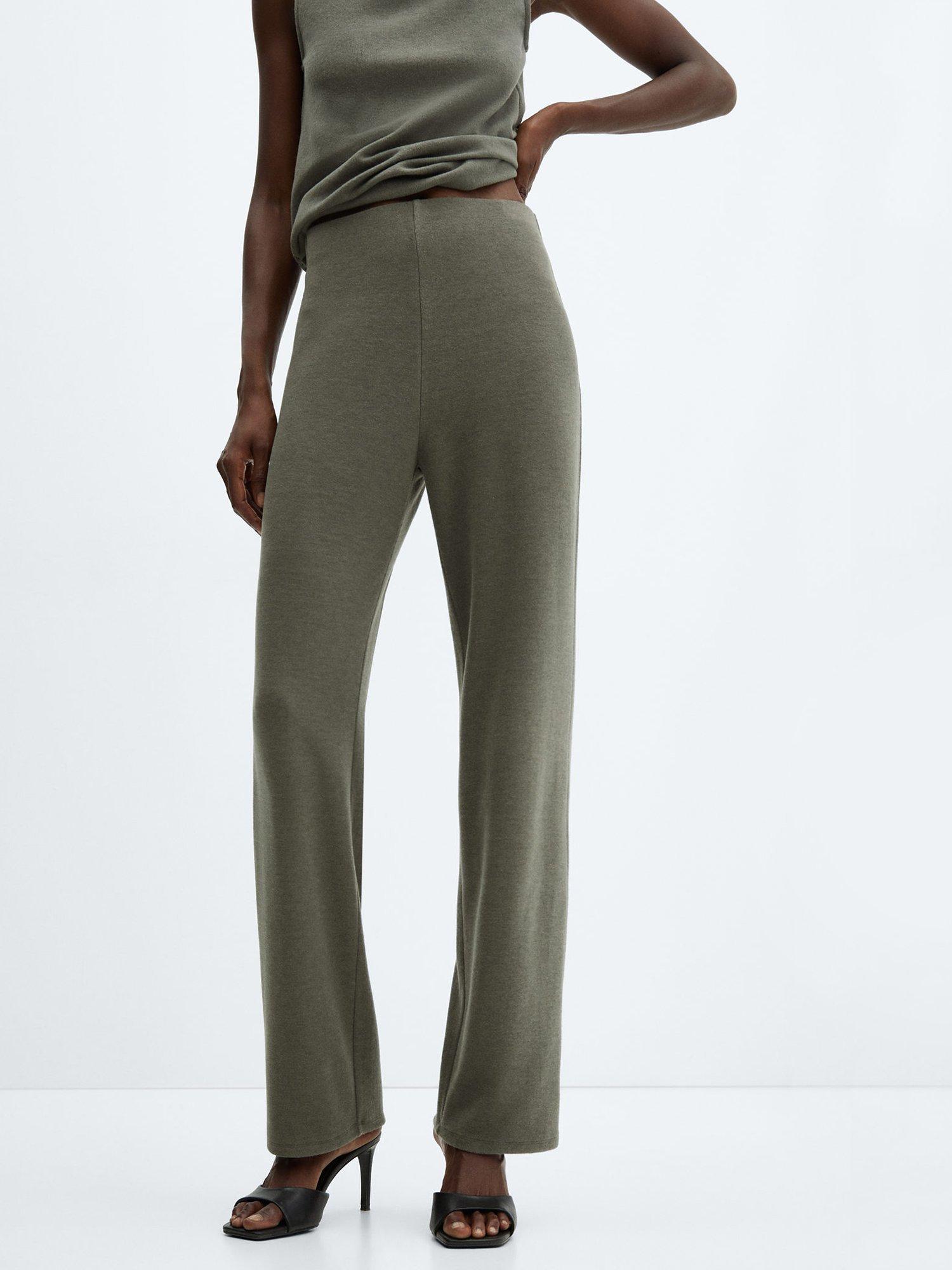 Mango Michigan Jersey Trousers, Khaki