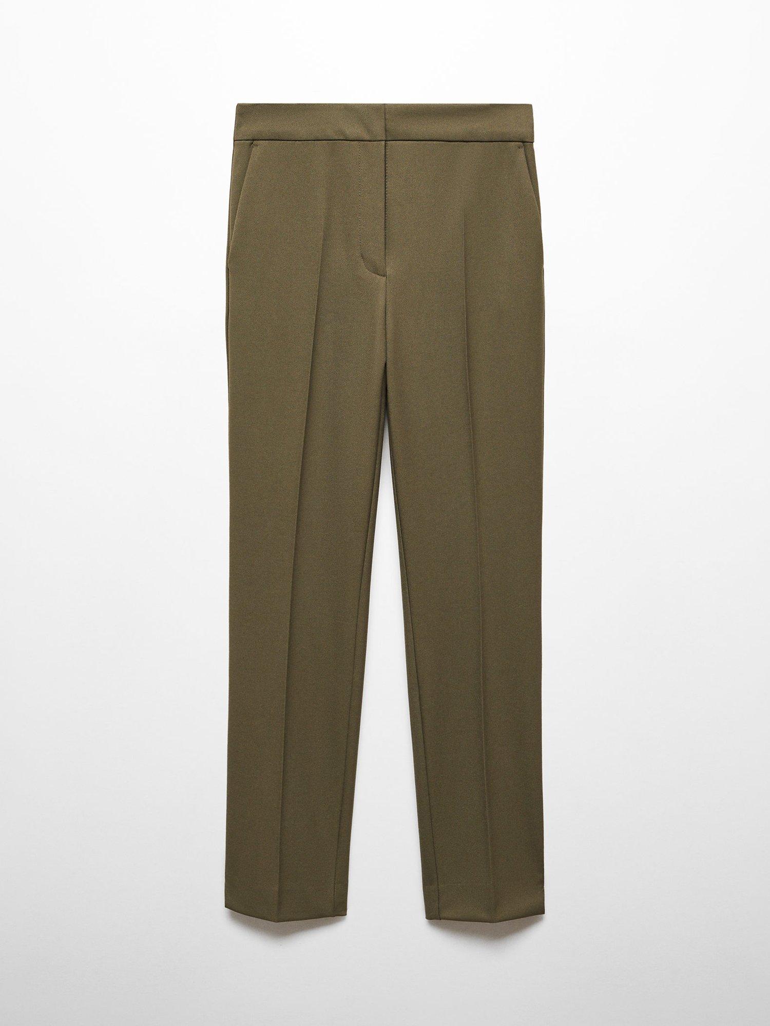 Mango Roque Slim Fit Trousers, Green
