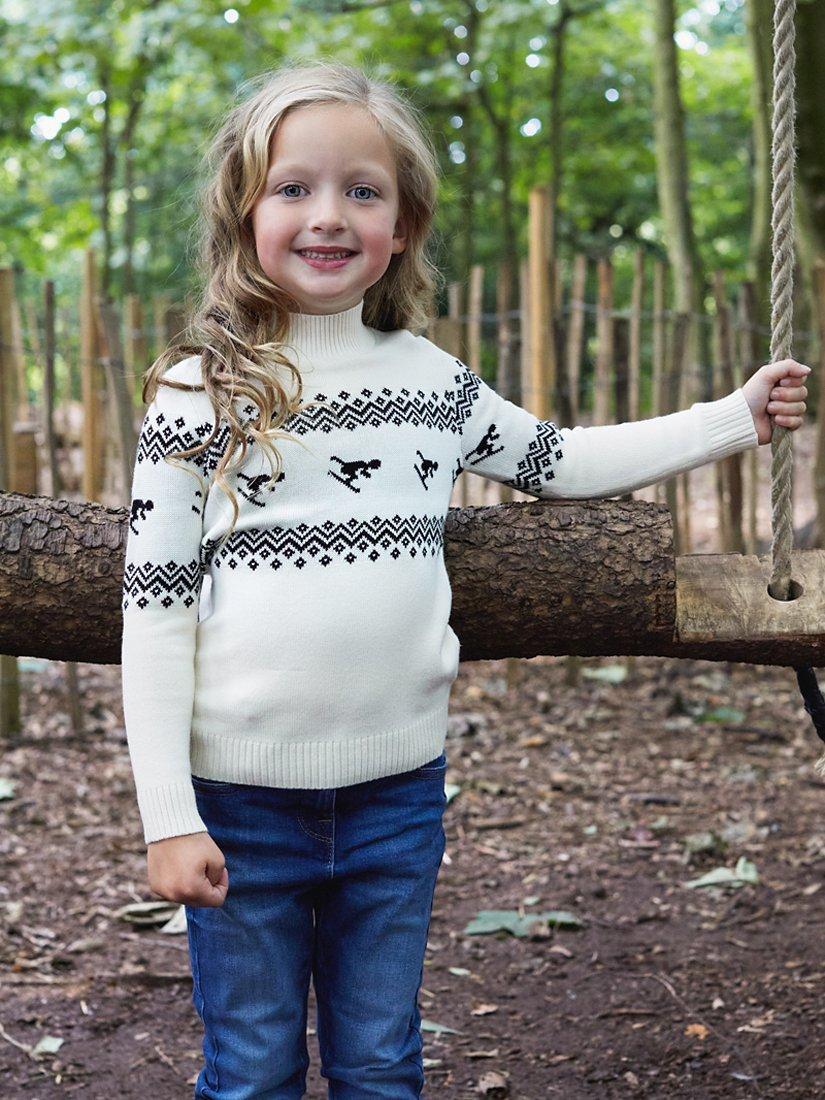 Product image 1 of 4, which shows The Little Tailor Kids' Ski Design Slim Fit Jumper, Cream, 2-3 years