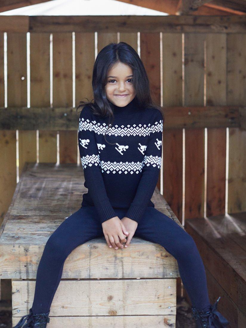 Product image 1 of 6, which shows The Little Tailor Kids' Ski Design Slim Fit Jumper, Black, 2-3 years