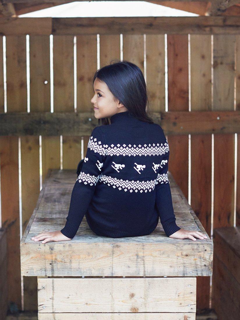 Product image 2 of 6, which shows The Little Tailor Kids' Ski Design Slim Fit Jumper, Black, 2-3 years