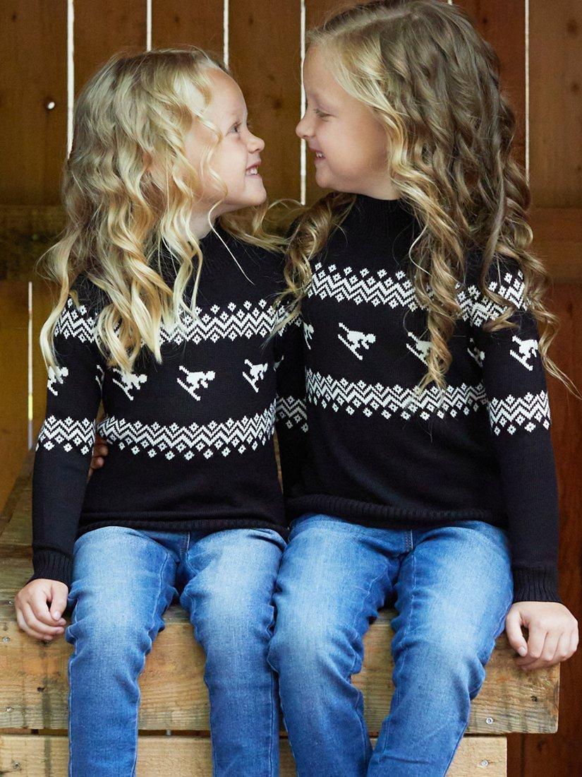 Product image 3 of 6, which shows The Little Tailor Kids' Ski Design Slim Fit Jumper, Black, 2-3 years