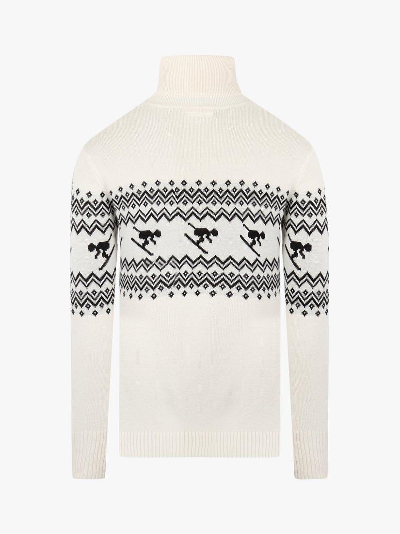 Product image 3 of 4, which shows The Little Tailor Slim Fit Ski Design Roll Neck Jumper, Cream, XS