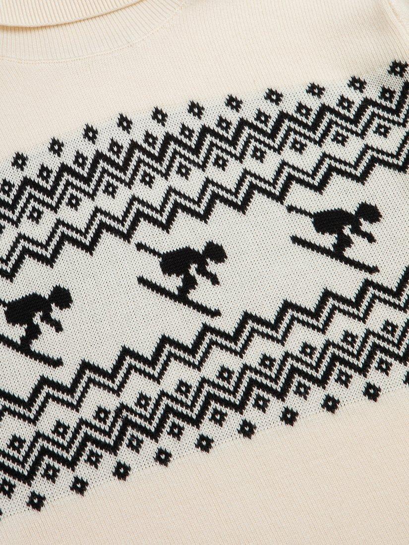 Product image 4 of 4, which shows The Little Tailor Slim Fit Ski Design Roll Neck Jumper, Cream, XS