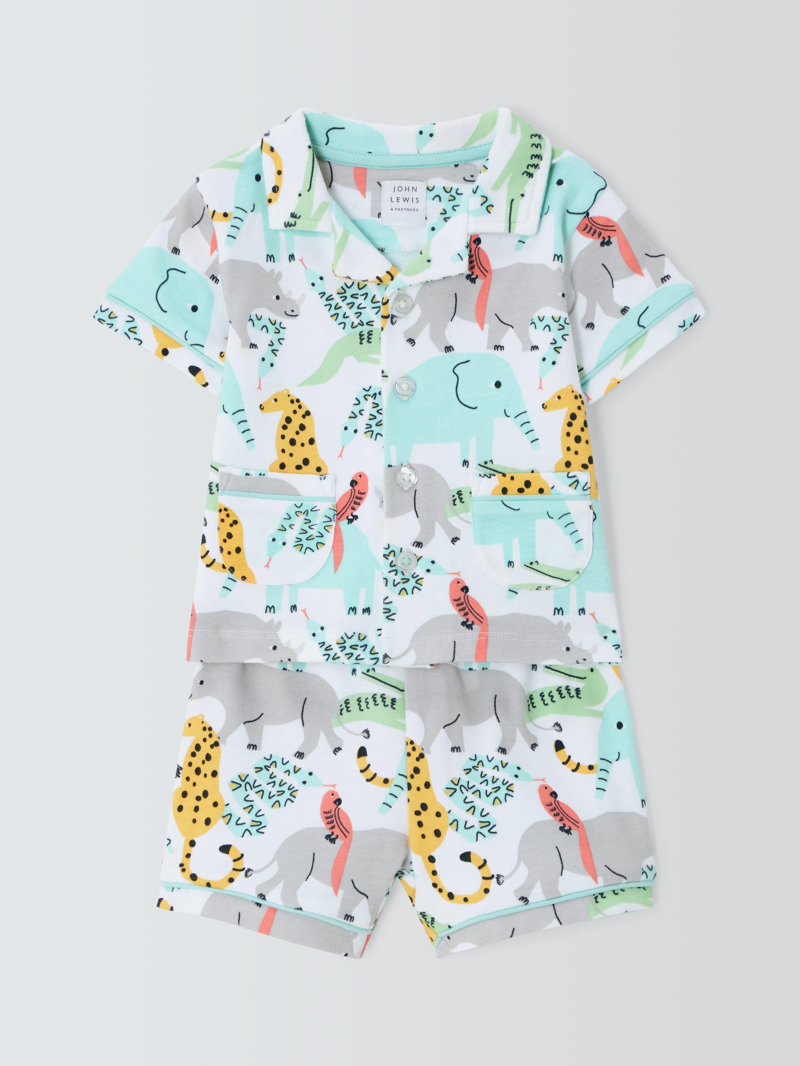 John Lewis Baby Safari Jersey Pyjamas, Multi