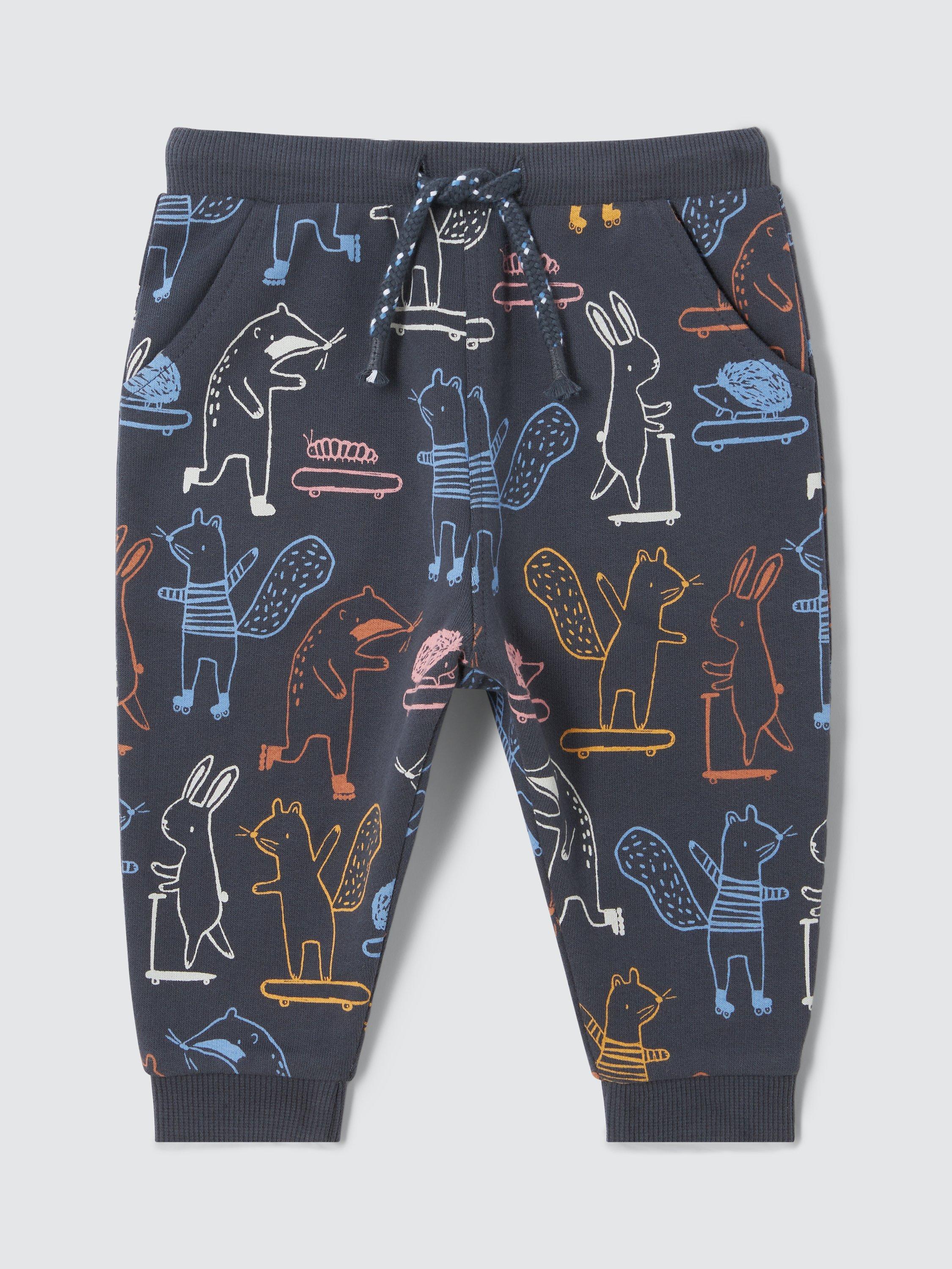 John Lewis Baby Animal Joggers, Blue/Multi