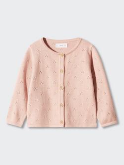 Mango Kids' Nila Pointelle Cardigan, Pink