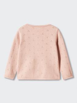 Mango Kids' Nila Pointelle Cardigan - view 2, Pink