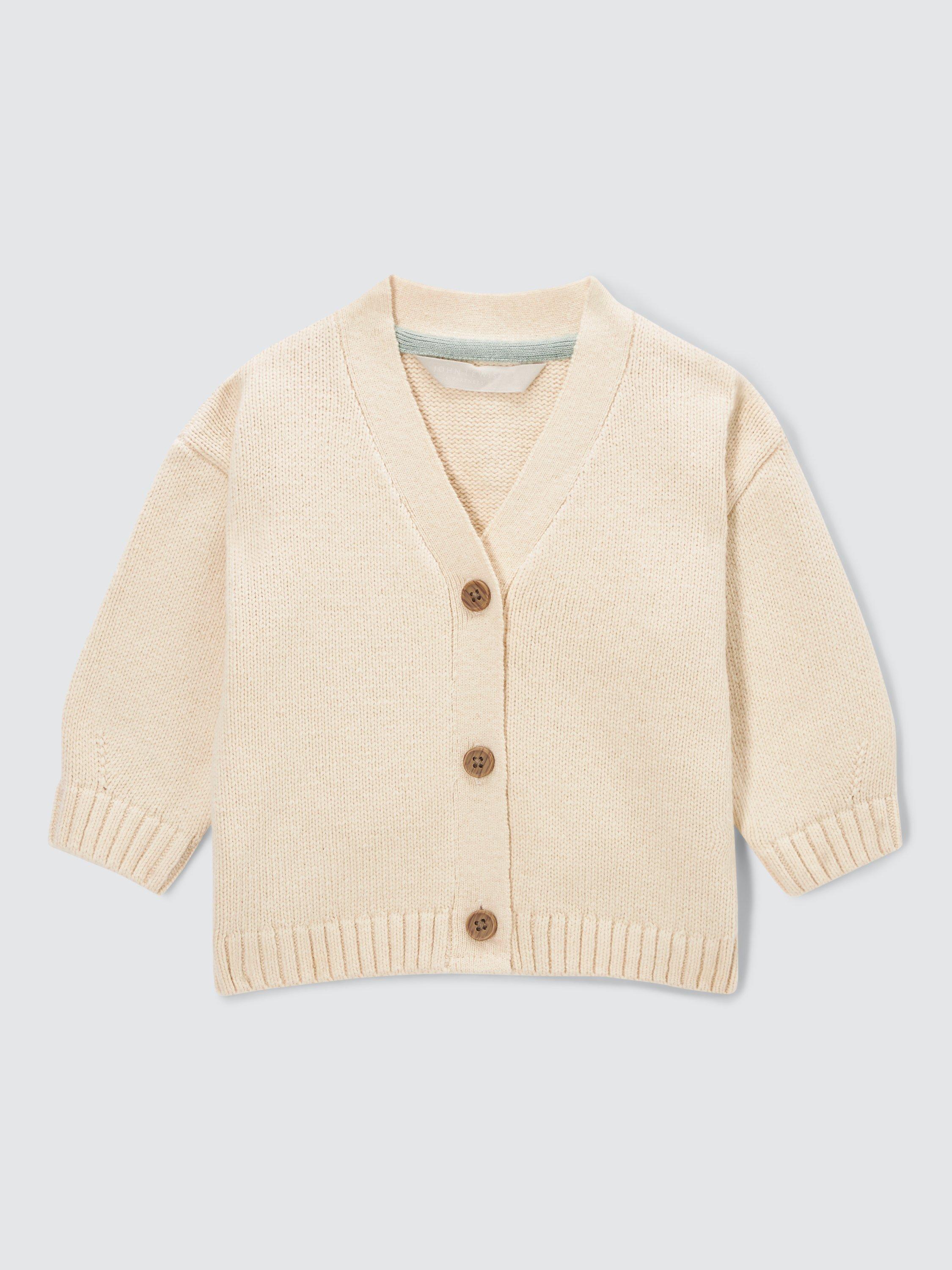 Product image 1 of 3, which shows John Lewis Baby V Neck Cardigan, Cream, 2-3 years