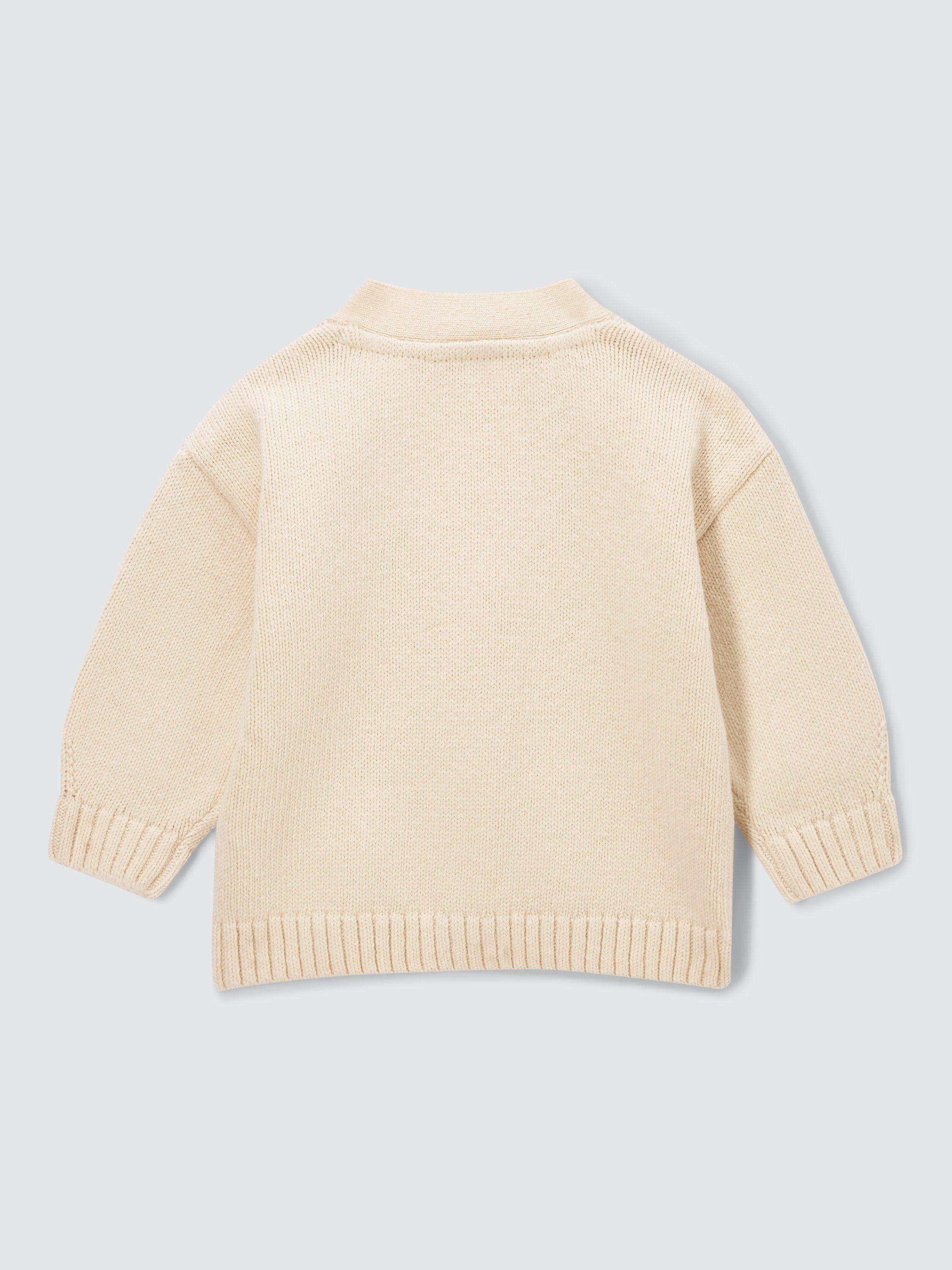 Product image 2 of 3, which shows John Lewis Baby V Neck Cardigan, Cream, 2-3 years