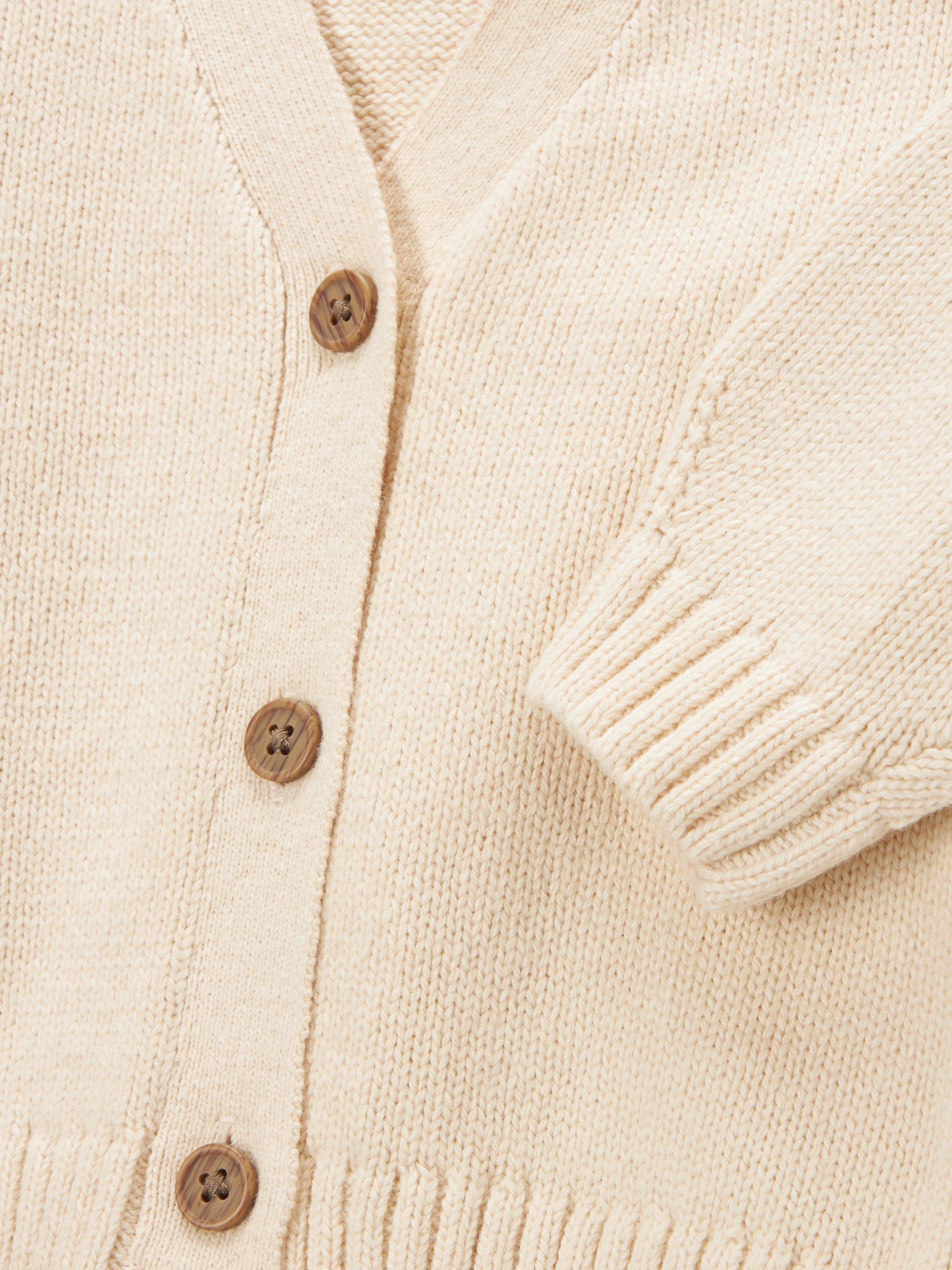 Product image 3 of 3, which shows John Lewis Baby V Neck Cardigan, Cream, 2-3 years