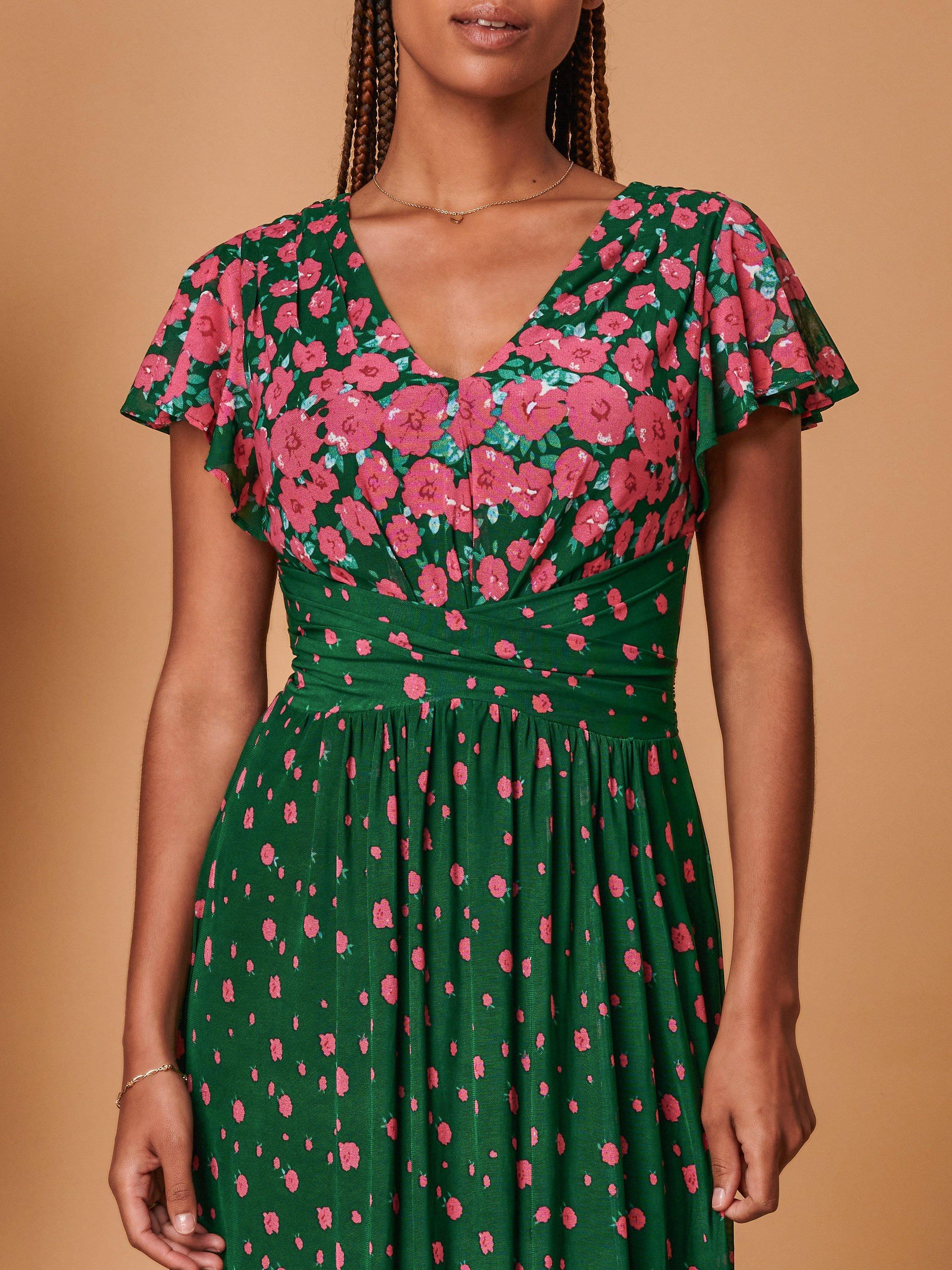 Product image 4 of 5, which shows Jolie Moi Carlii Floral Print Maxi Dress, Green, 8