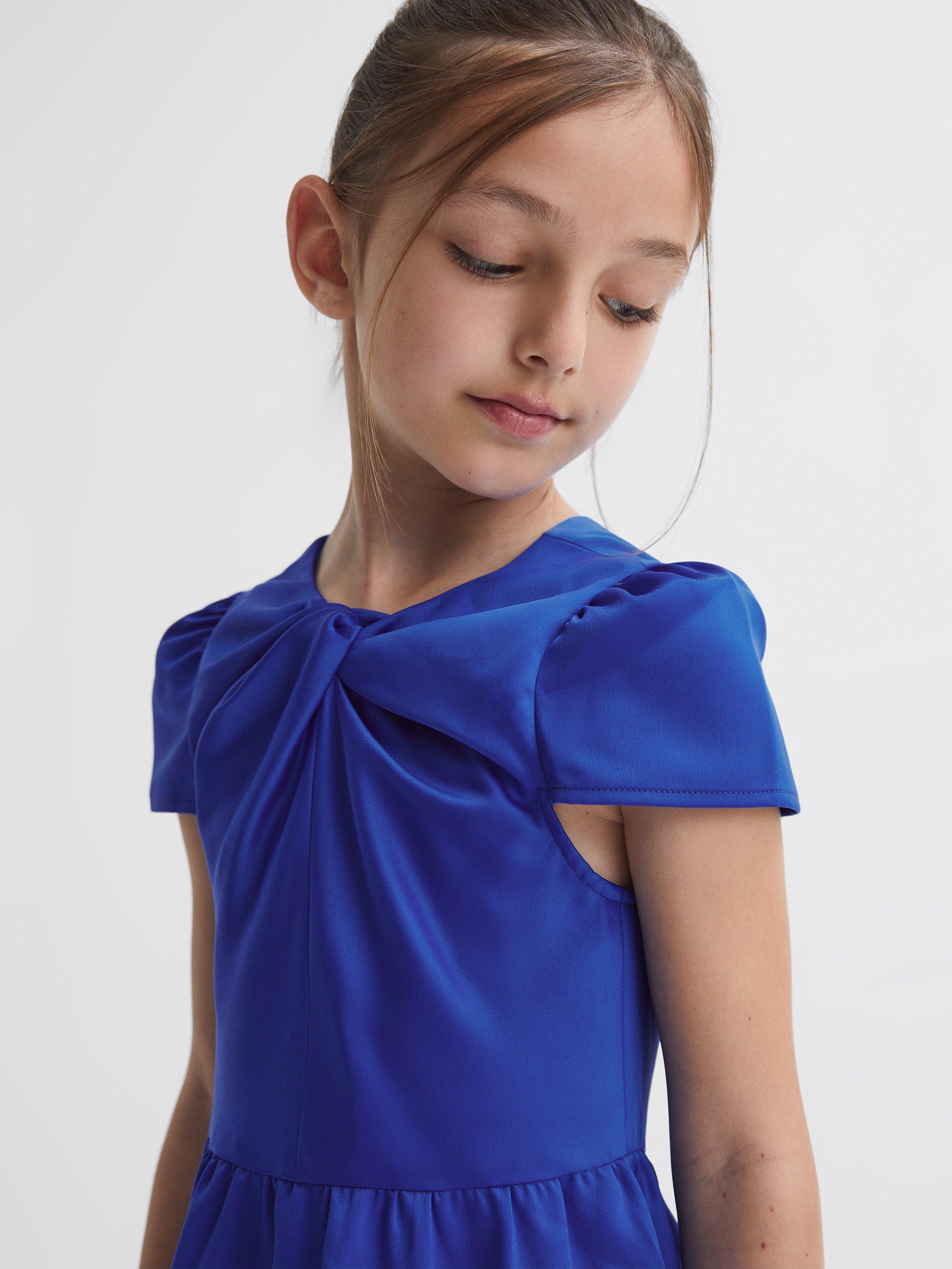 Reiss Kids' Maria Twist Front Dress, Blue