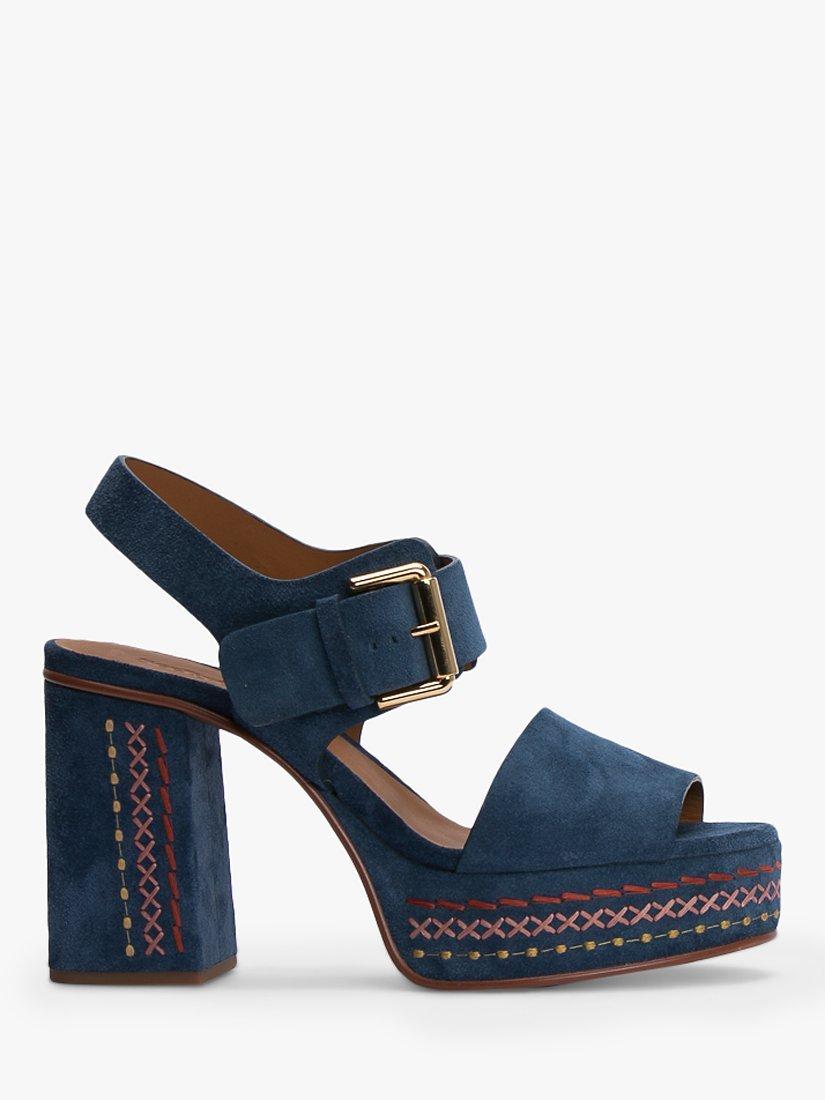 See By Chloé Pheebe Embroidered Platform Sandals, Indigo