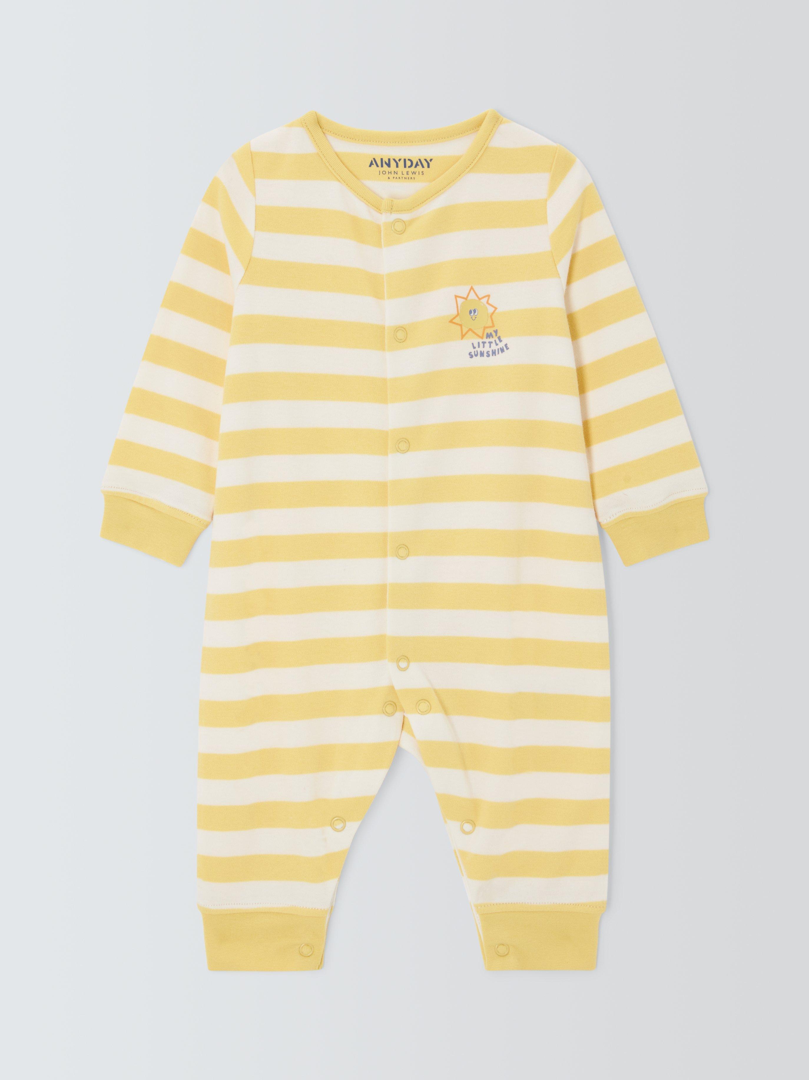 John Lewis ANYDAY Baby Stripe Sun Sleepsuit, Yellow