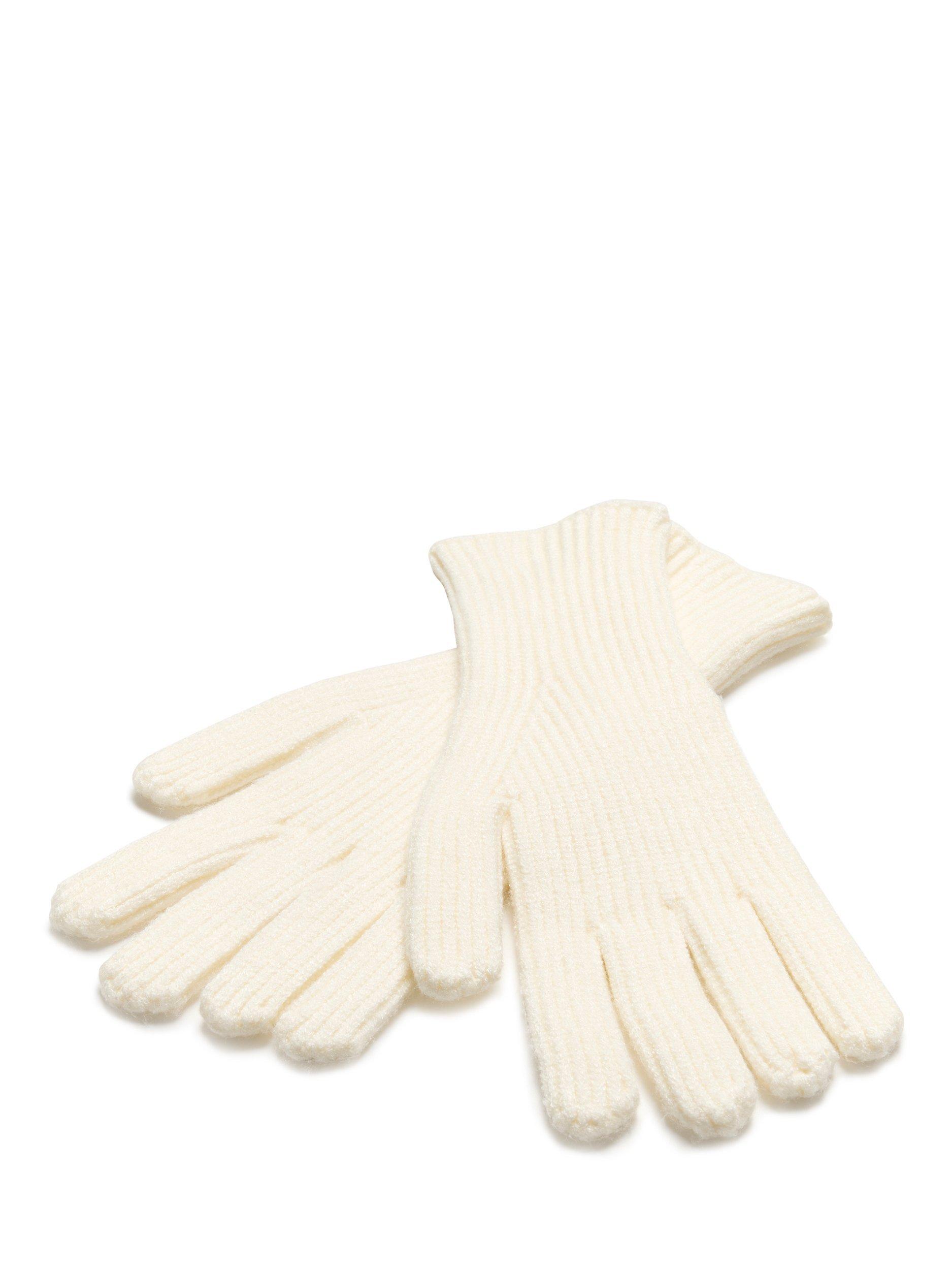 KAFFE Lotte Stretchy Rib Knit Gloves, Chalk, One Size