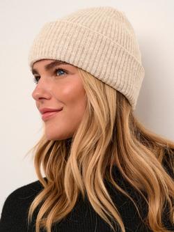 KAFFE Marlene Folded Edge Rib Knit Beanie, Grey Melange, Grey Melange