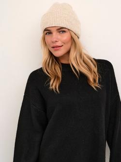 KAFFE Marlene Folded Edge Rib Knit Beanie, Grey Melange - view 2, Grey Melange