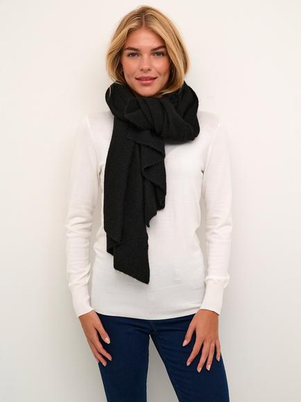 KAFFE Hannah Light Knit Long Scarf, Black Deep