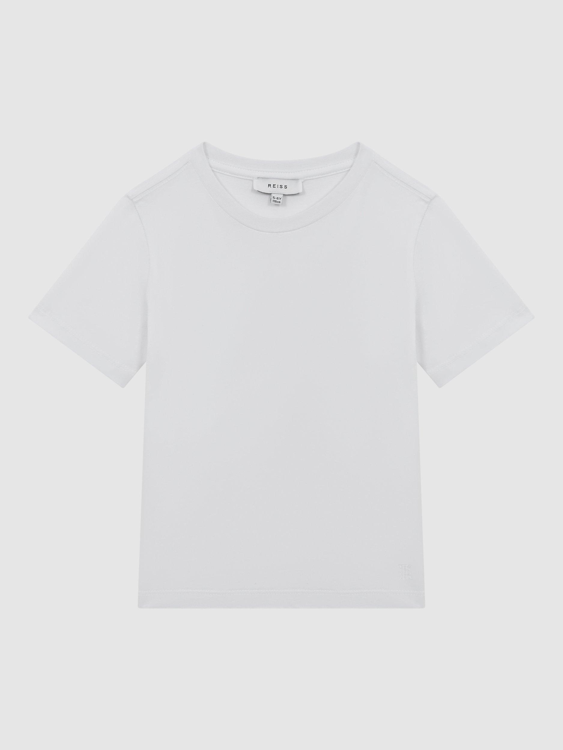 Product image 5 of 5, which shows Reiss Kids' Bless Crew Neck Cotton T-Shirt, White, 3-4 years
