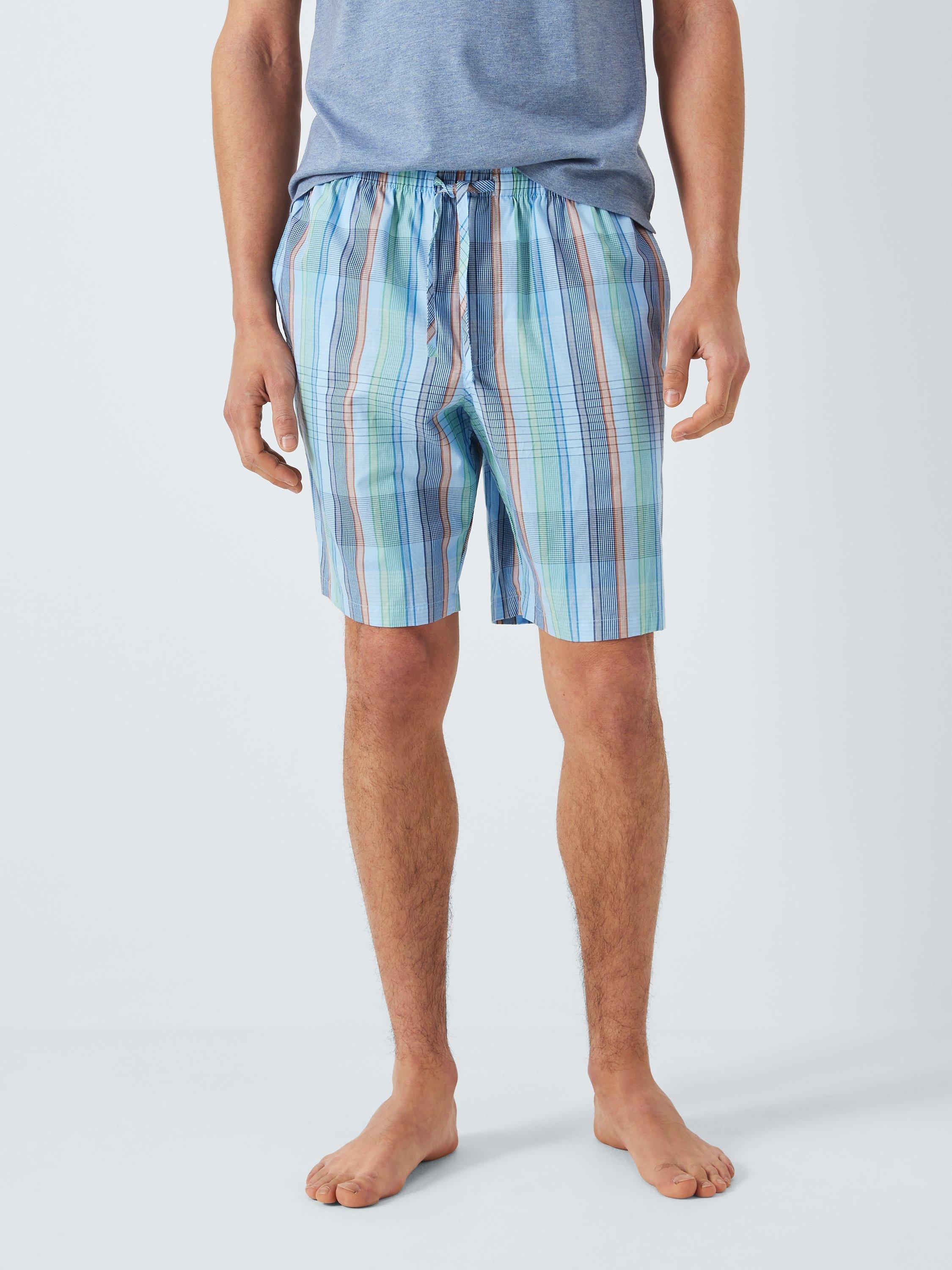 John Lewis Organic Cotton Woven Lounge Shorts, Blue/Multi