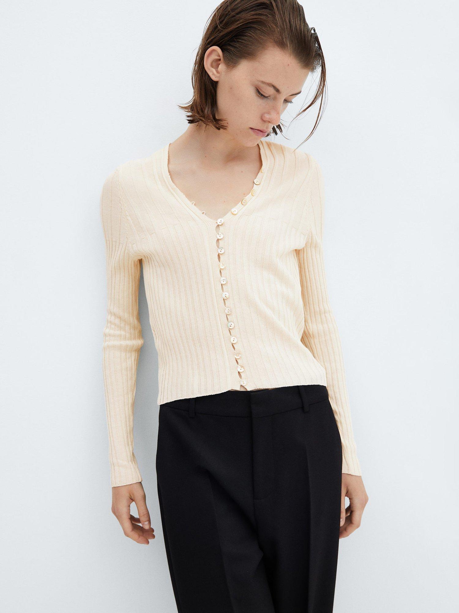 Mango Rikki Cardigan, Light Beige