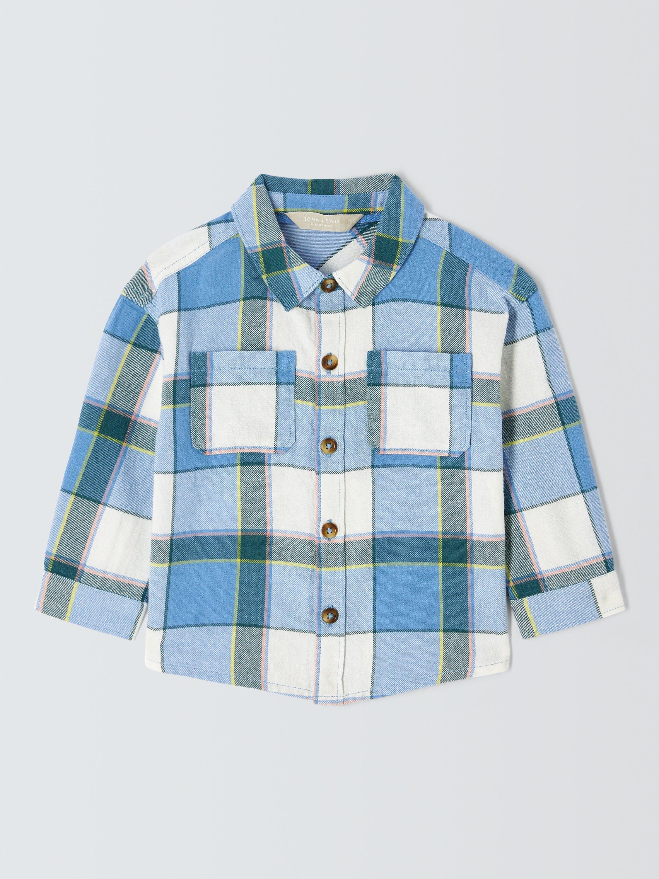 John Lewis Baby Check Shirt, Blue/Multi