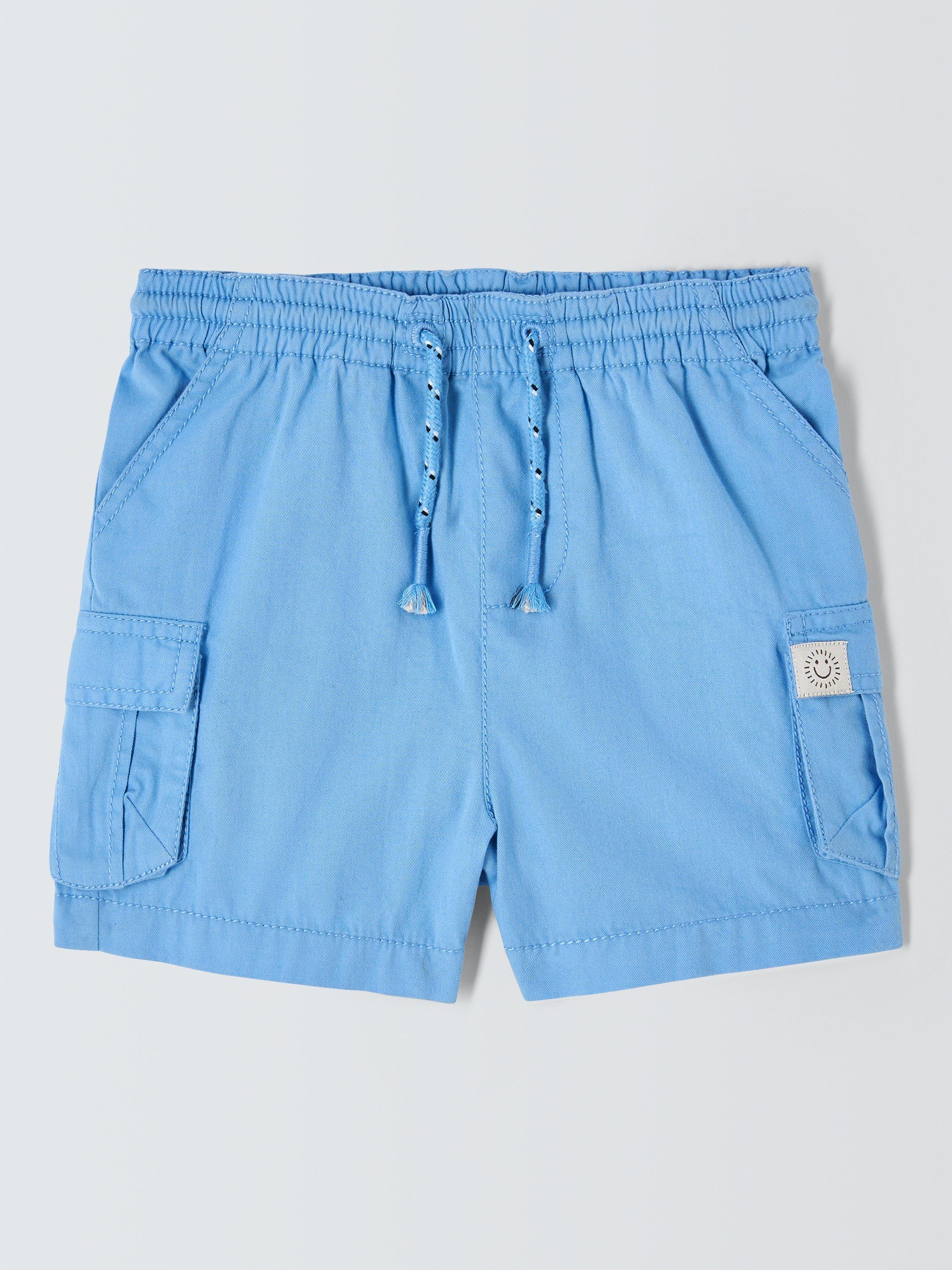 John Lewis Baby Cargo Drawstring Shorts, Blue, 0-3 months