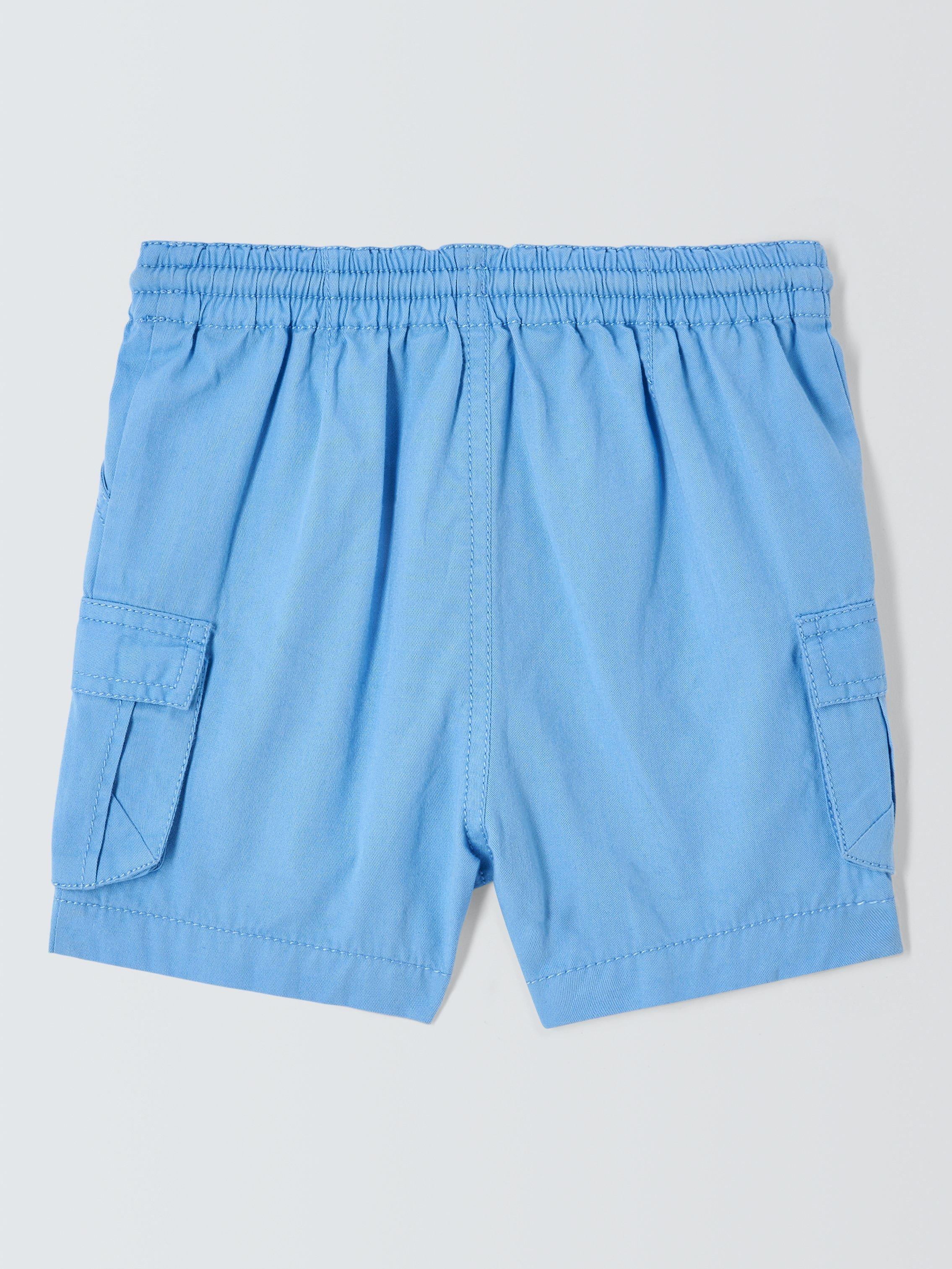 John Lewis Baby Cargo Drawstring Shorts, Blue, 0-3 months