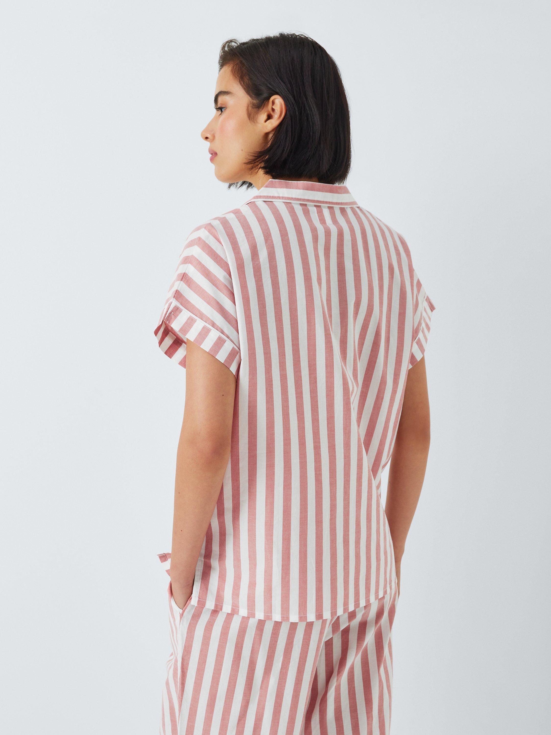 Product image 2 of 6, which shows John Lewis Kora Stripe Pyjama Shirt Top, Desert Rose, 10