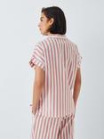 John Lewis Kora Stripe Pyjama Shirt Top, Desert Rose