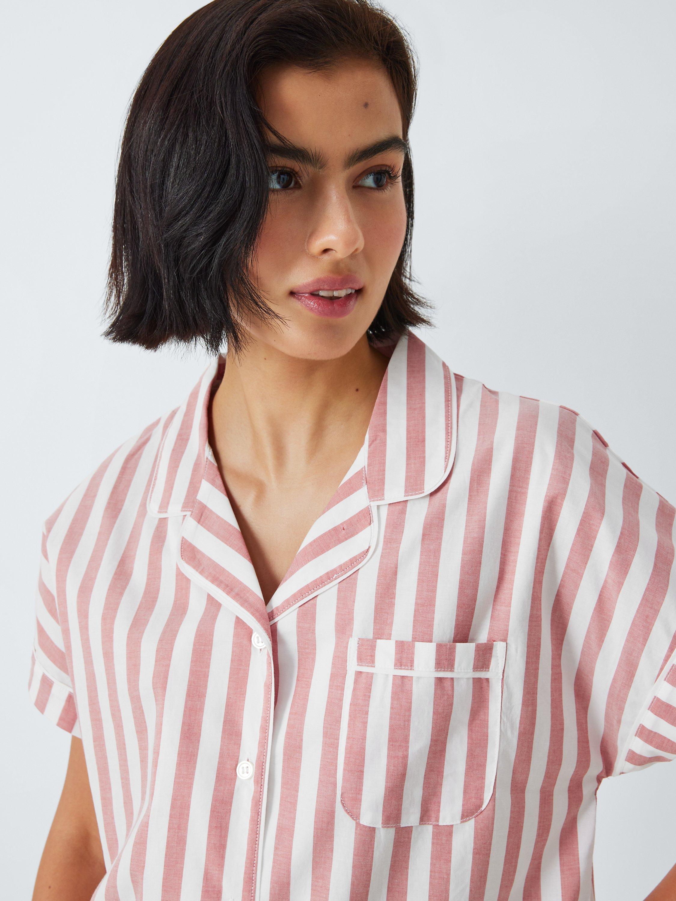 Product image 5 of 6, which shows John Lewis Kora Stripe Pyjama Shirt Top, Desert Rose, 10