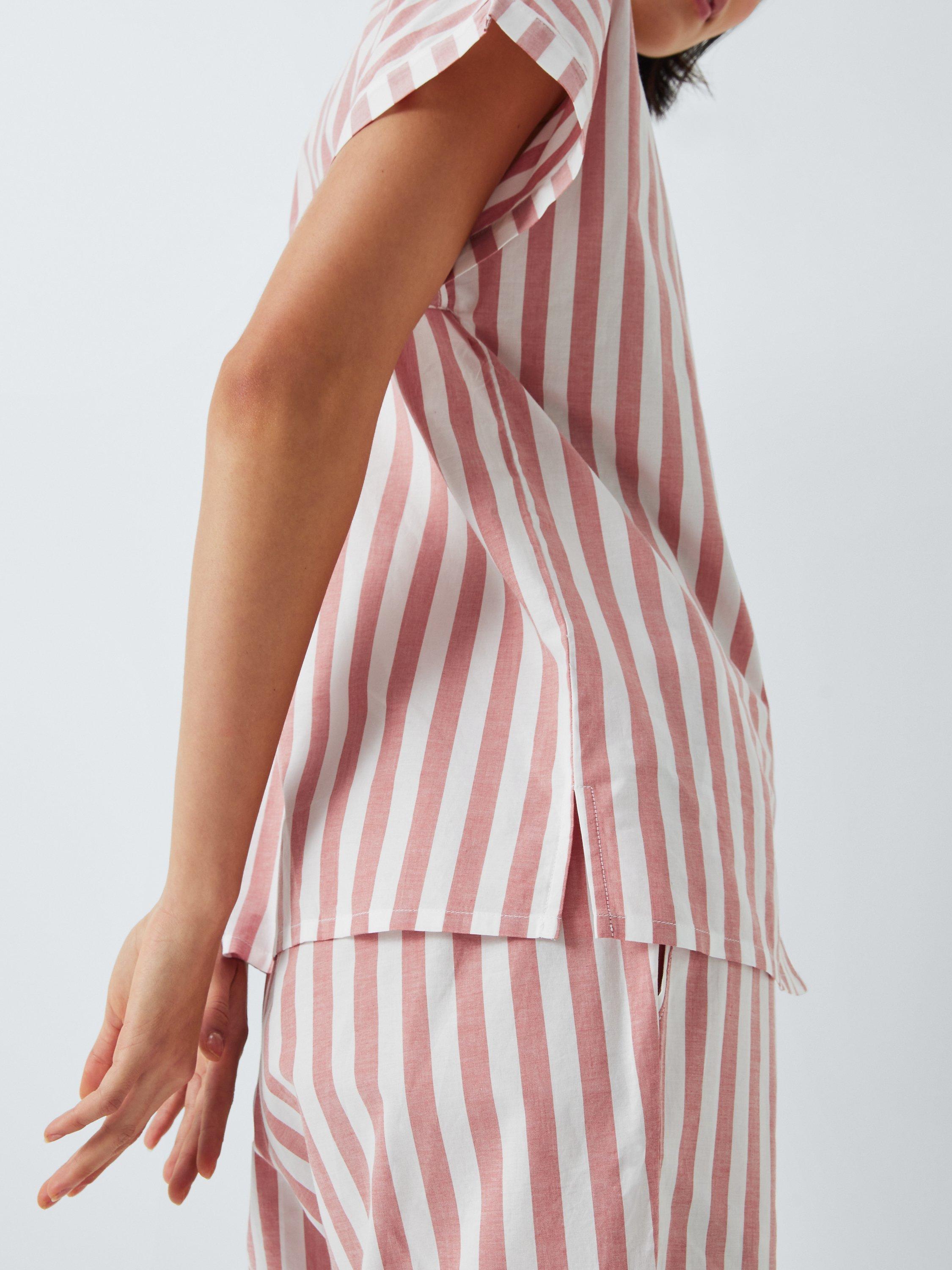 Product image 6 of 6, which shows John Lewis Kora Stripe Pyjama Shirt Top, Desert Rose, 10