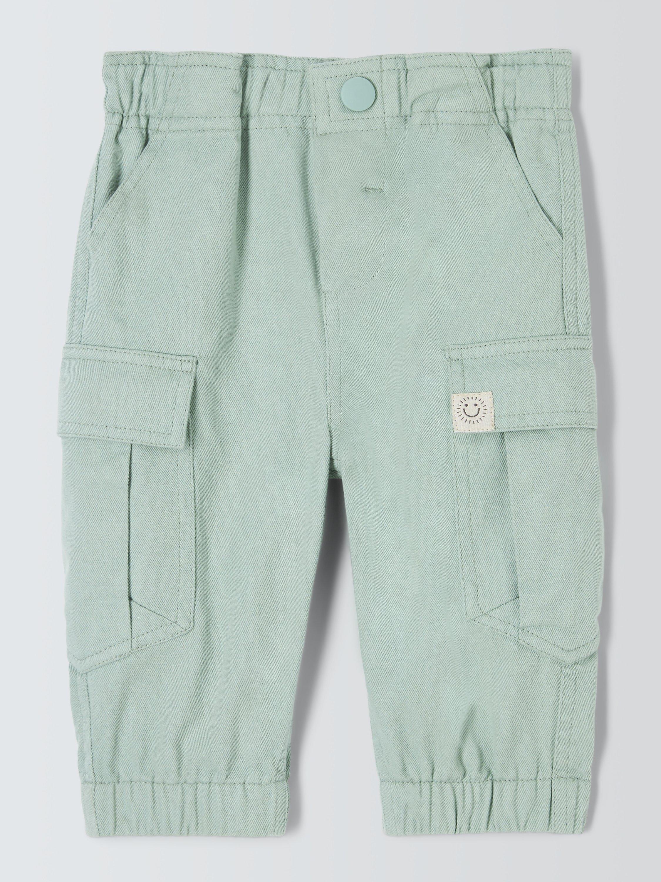 John Lewis Baby Twill Cargo Trousers, Green, 6-9 months