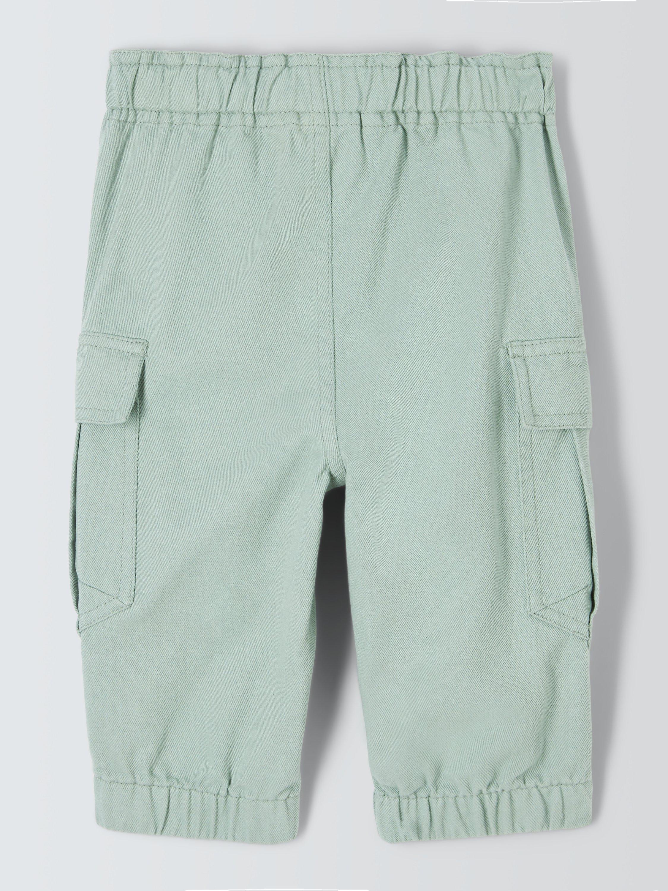 John Lewis Baby Twill Cargo Trousers, Green, 6-9 months