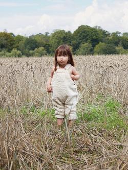 The Little Tailor Baby Soft & Comfy Sherpa Fleece Dungarees, Cream
