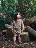 The Little Tailor Baby Cotton Pointelle Knit Cardigan, Knickers & Bonnet Gift Set, Tan Brown