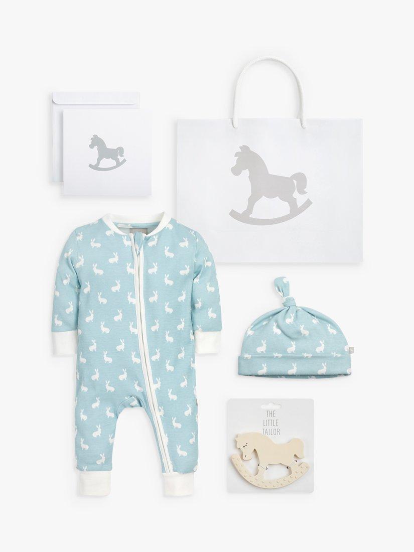 Product image 1 of 8, which shows The Little Tailor Baby Luxury 3 Piece Gift Set, Blue/White, 0-3 months