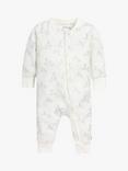 The Little Tailor Baby Hare Print Soft & Comfy Sleepsuit, White/Blue