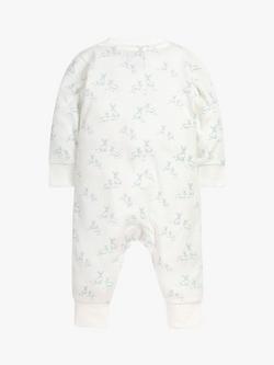 The Little Tailor Baby Hare Print Soft & Comfy Sleepsuit, White/Blue - view 2, White/Blue