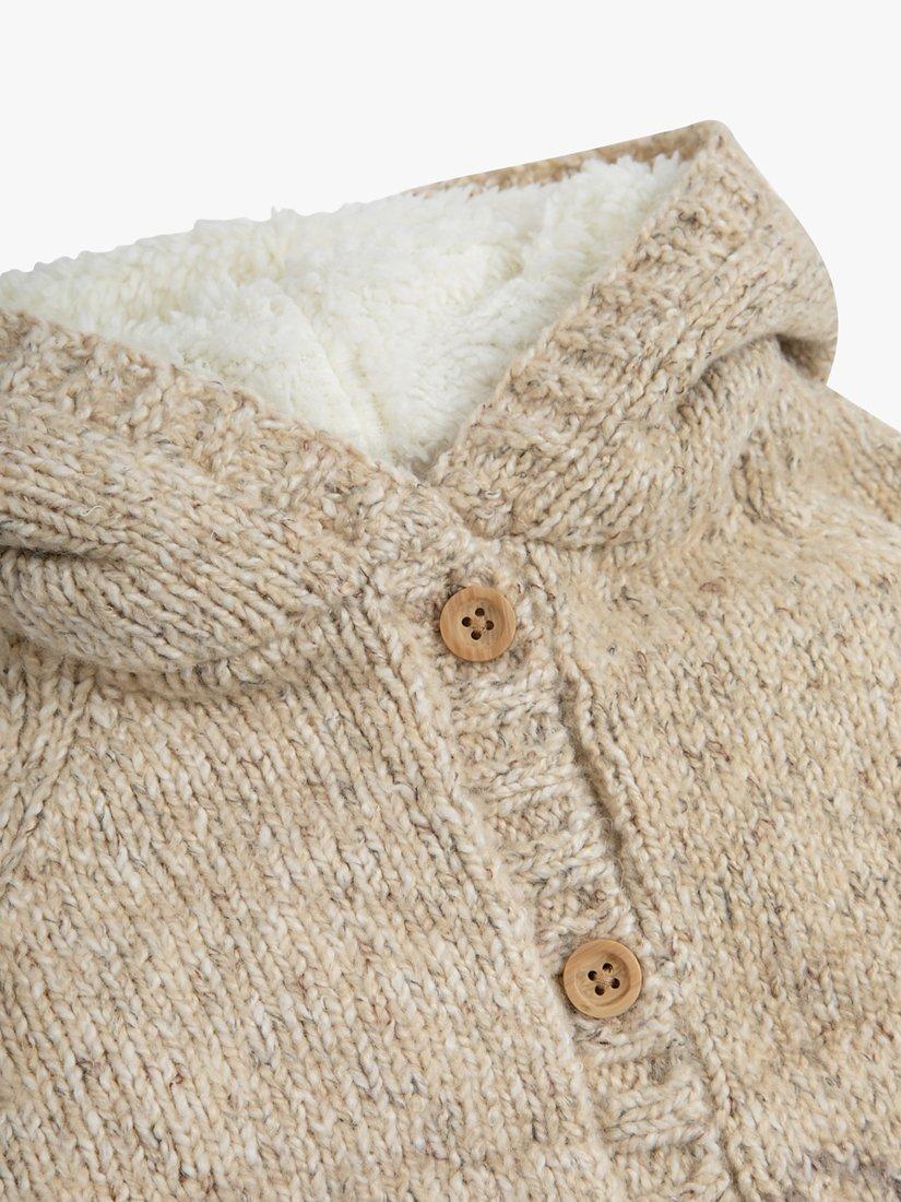 Product image 4 of 4, which shows The Little Tailor Baby Fairisle Cotton Blend Hooded Pram Coat, Oatmeal, 3-5 years