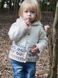 The Little Tailor Baby Snowflake Fairisle Cotton Blend Hooded Pram Coat, Cream