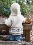 The Little Tailor Baby Snowflake Fairisle Cotton Blend Hooded Pram Coat, Cream