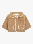 The Little Tailor Baby Sherpa Fleece & Quilted Reversible Jacket, Tan Brown