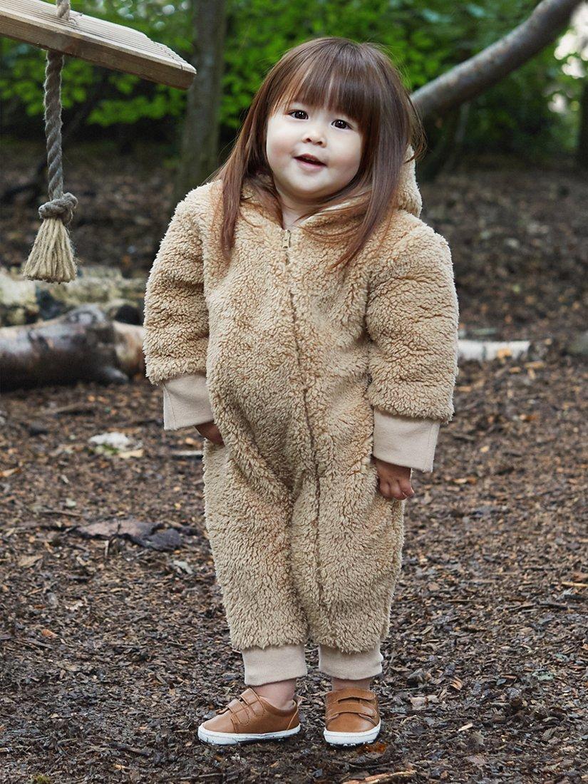 Product image 6 of 8, which shows The Little Tailor Baby Sherpa Fleece & Quilted Reversible Pramsuit, Tan Brown, 3-6 months